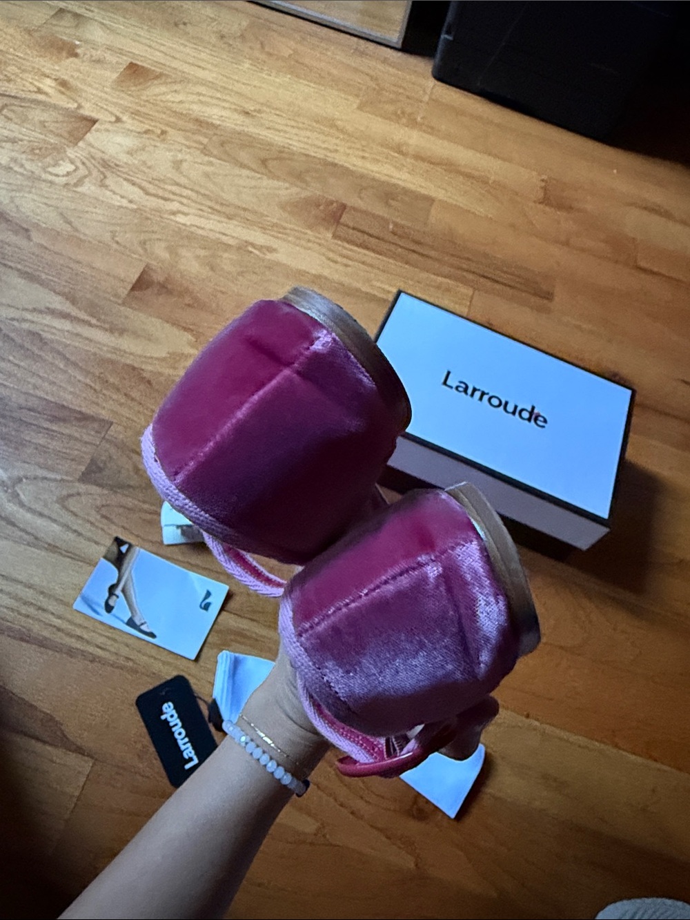 Larroude Rose Pink Suede Mary Jane Flats - Picture 5 of 5